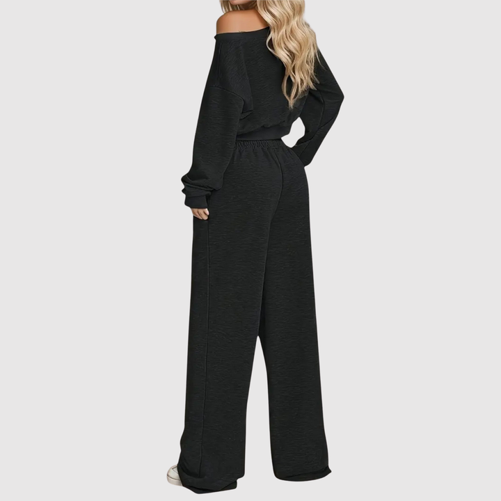 Виктория – Двусъставен гащеризон в черна елегантност