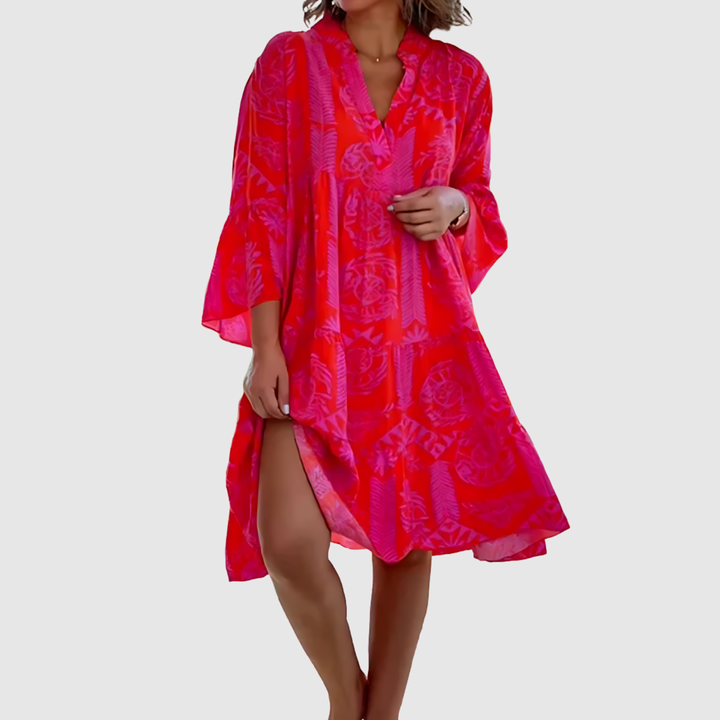 Лилия – Бохемска рокля с розов модел