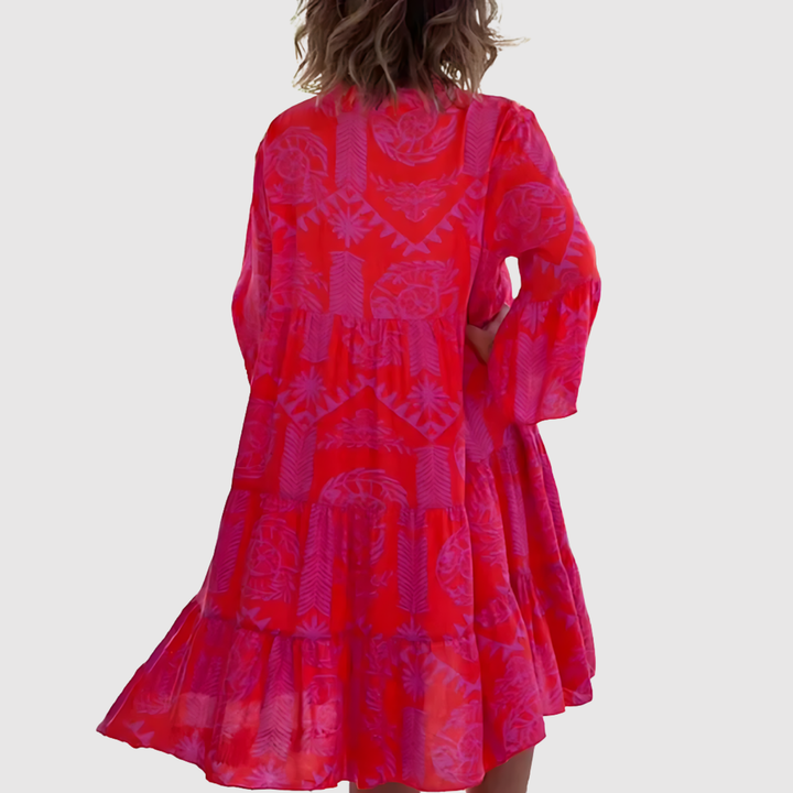 Лилия – Бохемска рокля с розов модел