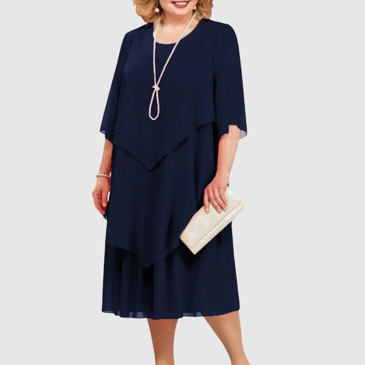 Лилия – Елегантна рокля с многослойно оформление и свободен силует