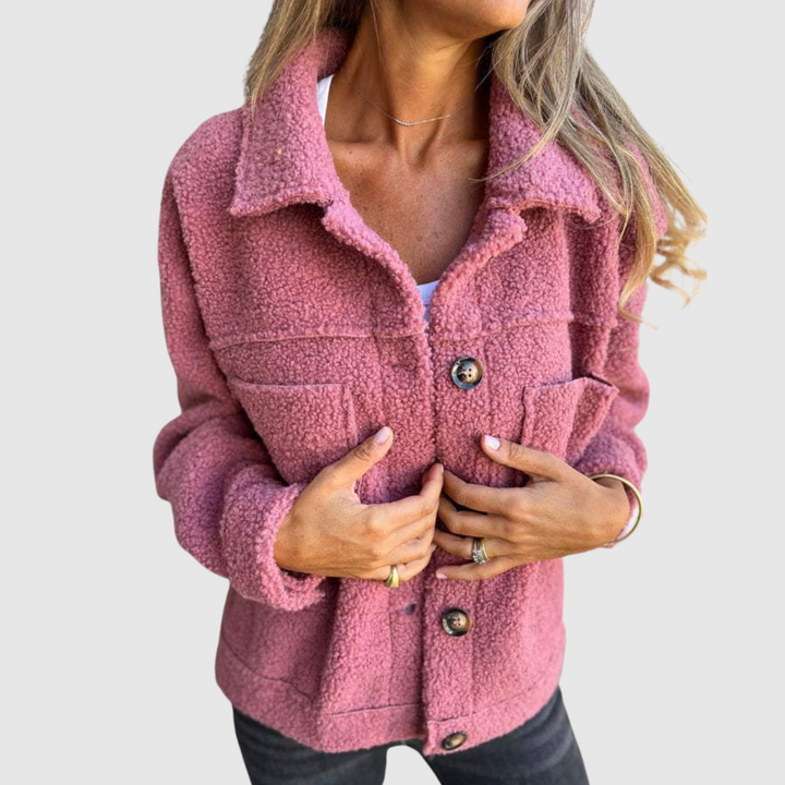 Елена - Теди яке за жени с джобове и копчета