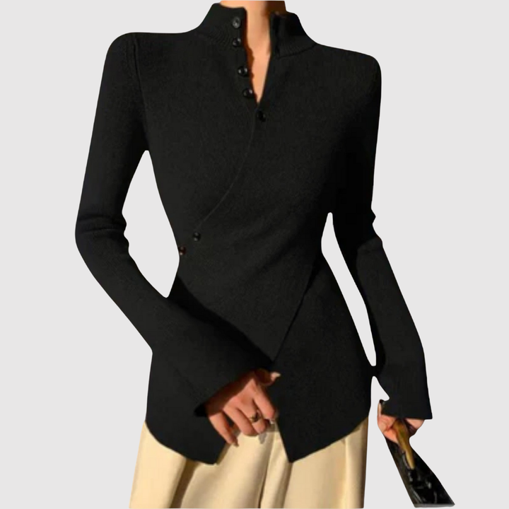 Габриела – Рибена плетена блуза с детайл на цип