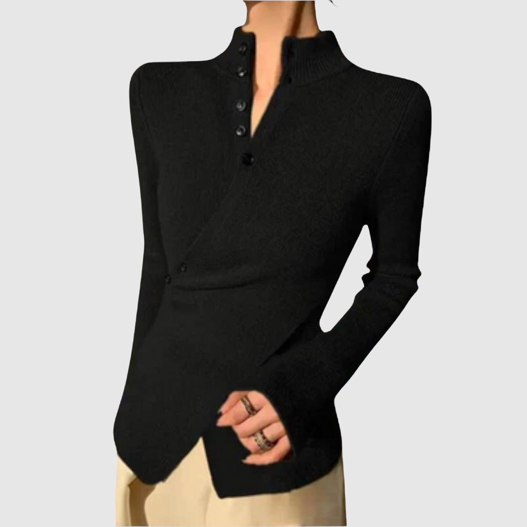 Габриела – Рибена плетена блуза с детайл на цип