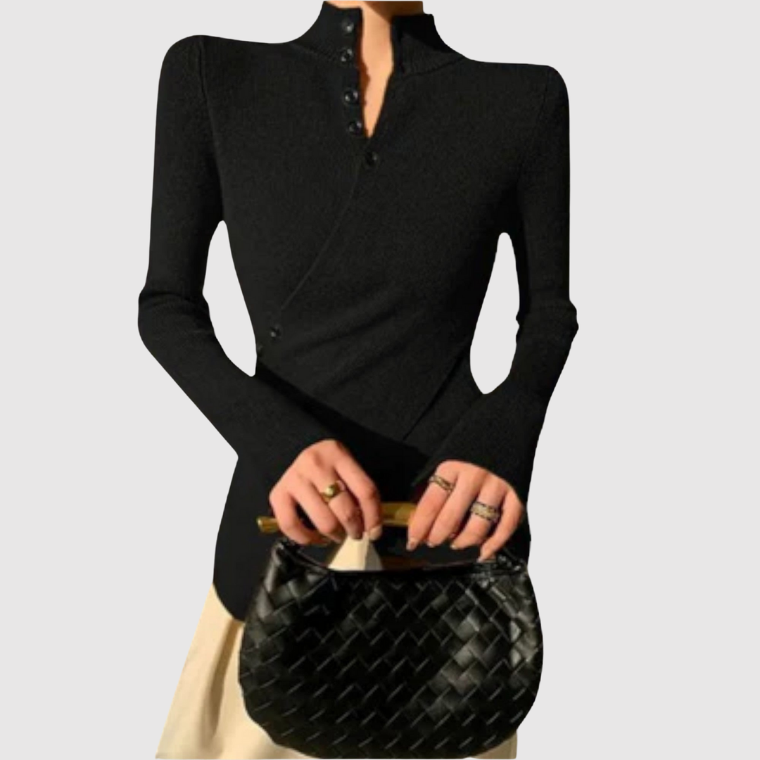 Габриела – Рибена плетена блуза с детайл на цип