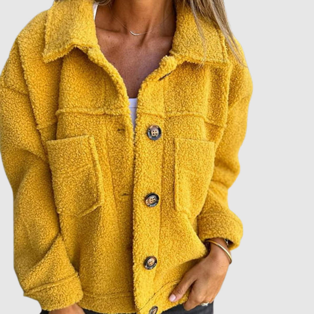 Елена - Теди яке за жени с джобове и копчета
