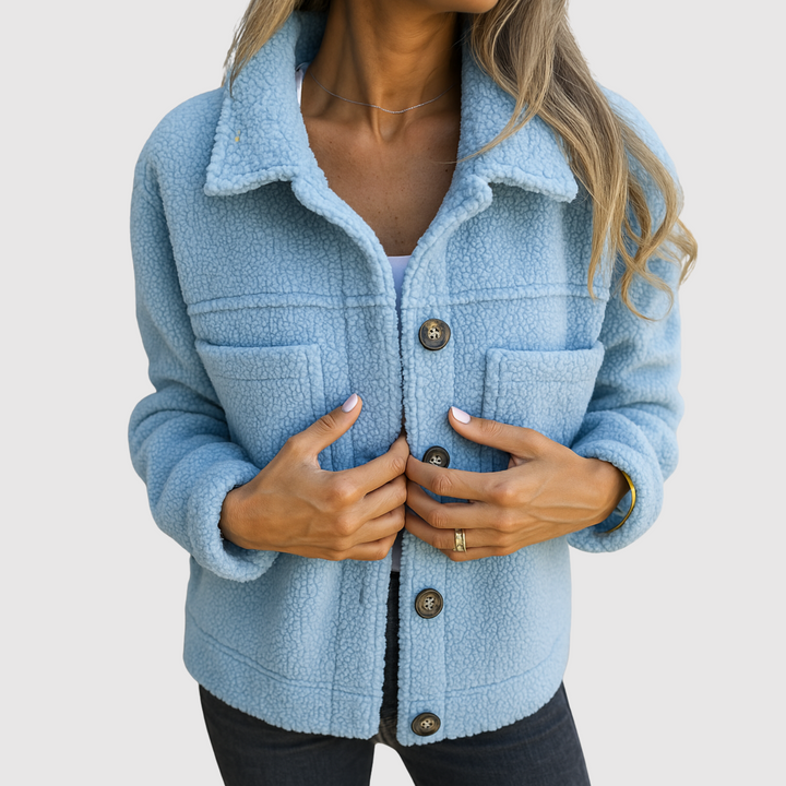 Елена - Теди яке за жени с джобове и копчета