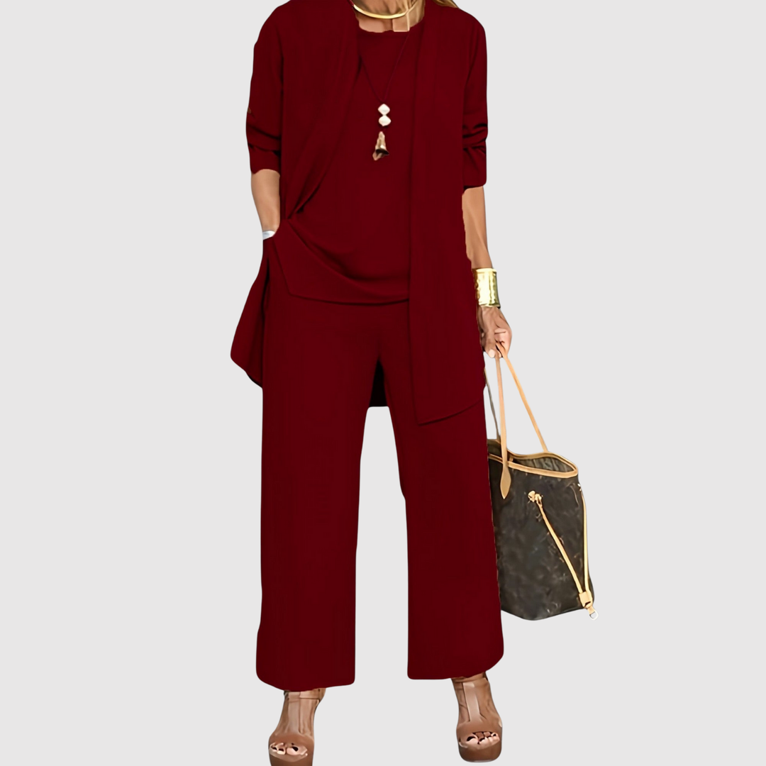 Виктория – Комплект с къс ръкав и прави панталони