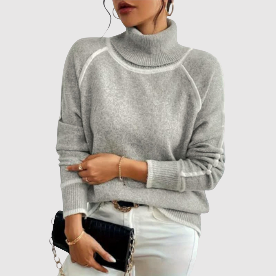 Клара – Минималистичен пуловер с контрастни детайли