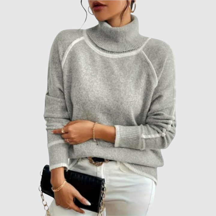 Клара – Минималистичен пуловер с контрастни детайли