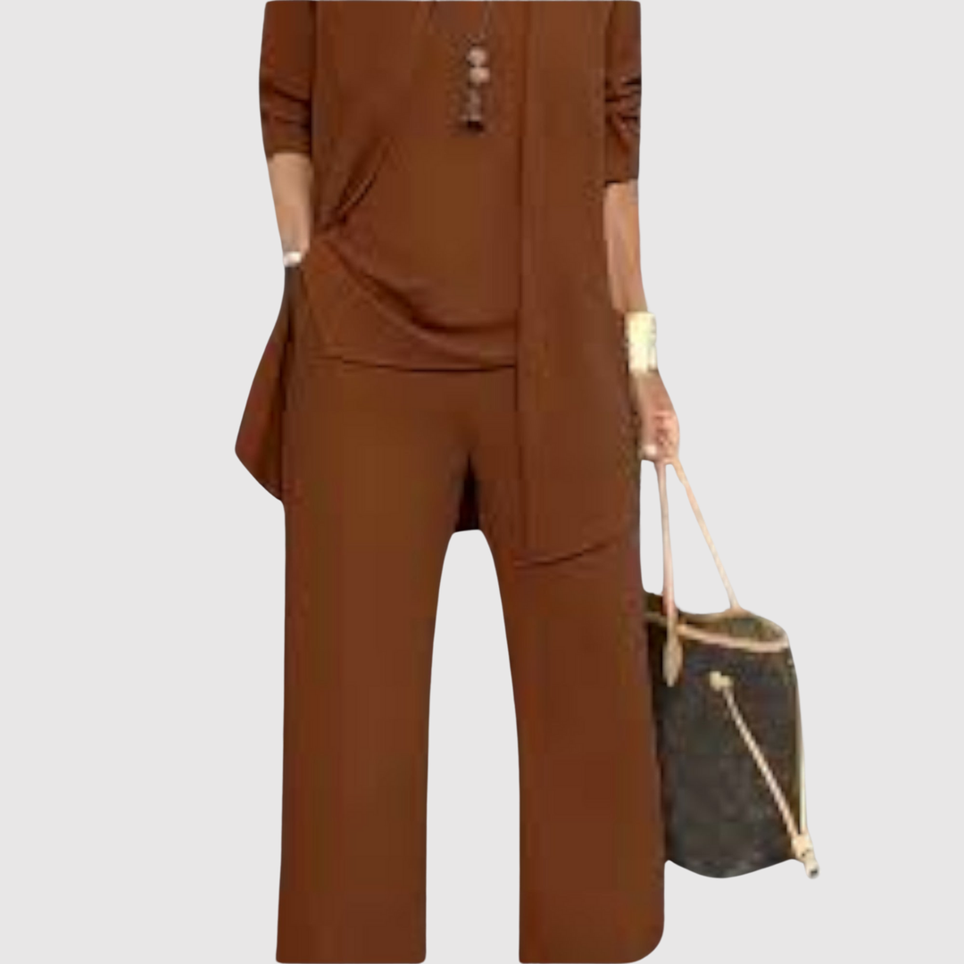 Виктория – Комплект с къс ръкав и прави панталони