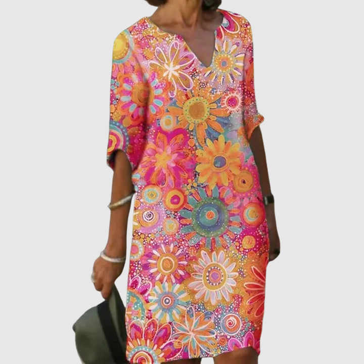 Лилия – Лятна рокля с цветен цветен принт