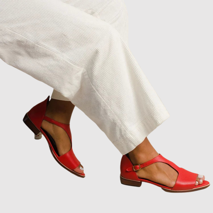 Йоана – Класически червени сандали с ток