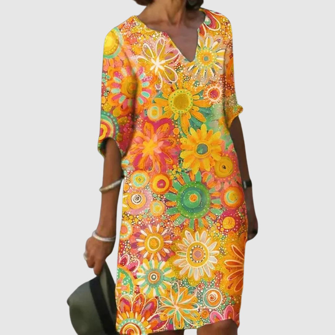 Лилия – Лятна рокля с цветен цветен принт