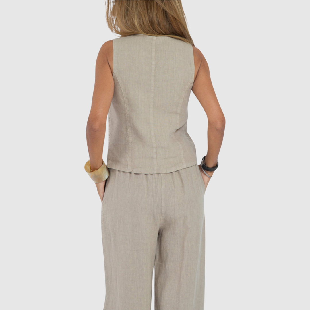 Виктория – Безръкавно комплект от гащеризон в лек плат