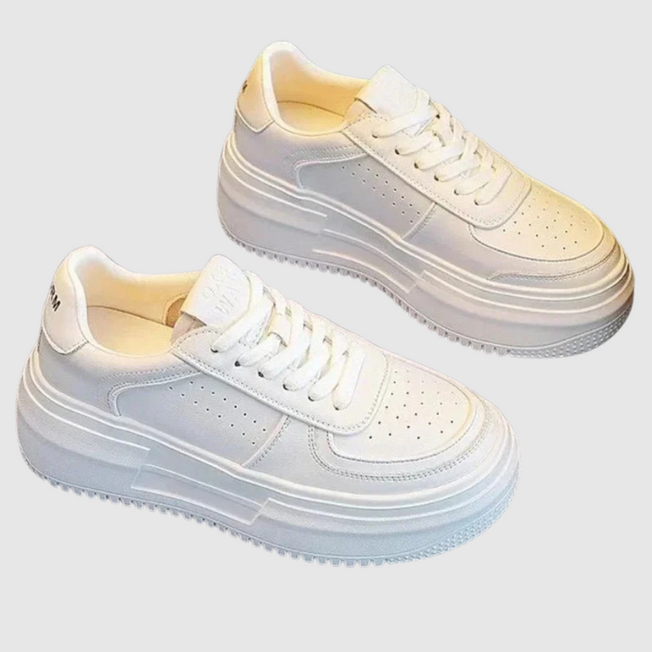 Симона – Минималистични бели маратонки в стил платформа