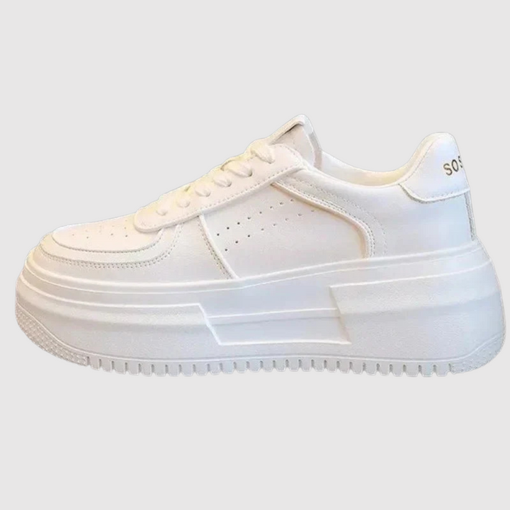 Симона – Минималистични бели маратонки в стил платформа