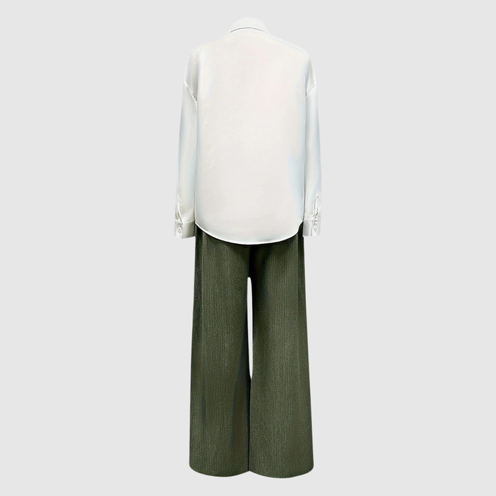 Виктория – Елегантен комплект с риза и широки панталони