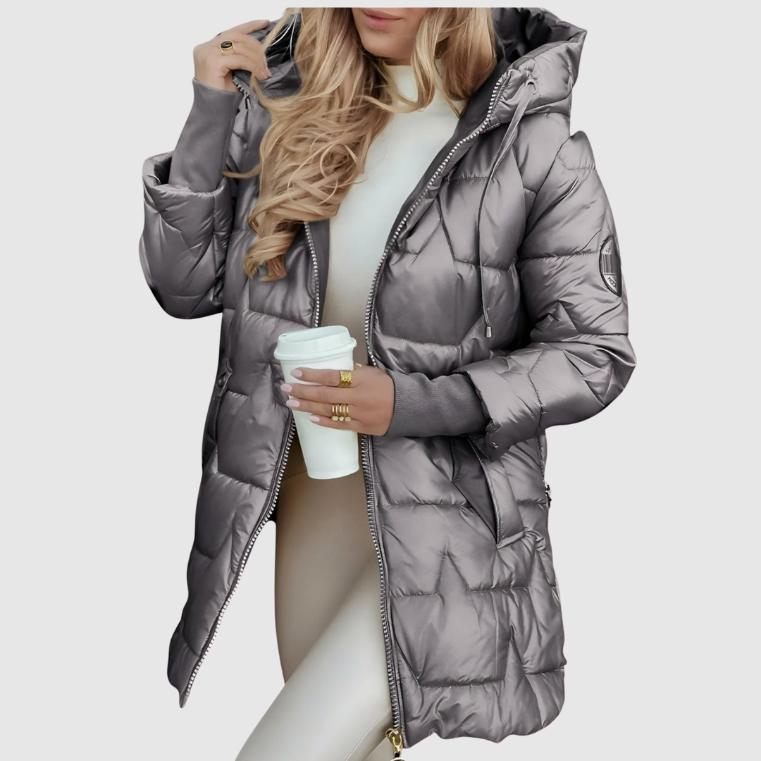 Елена – Дълго полустрето яке с космена яка