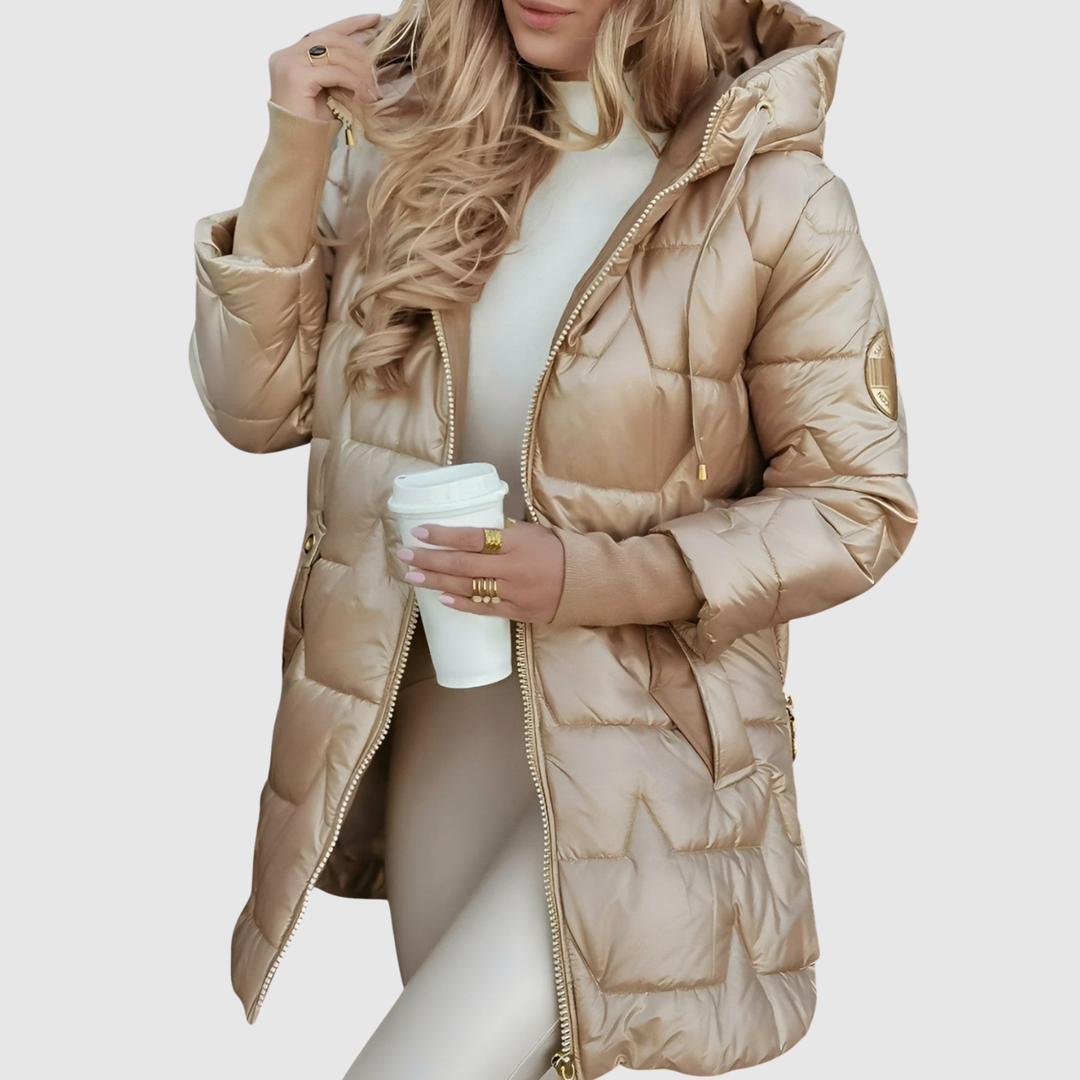 Елена – Дълго полустрето яке с космена яка