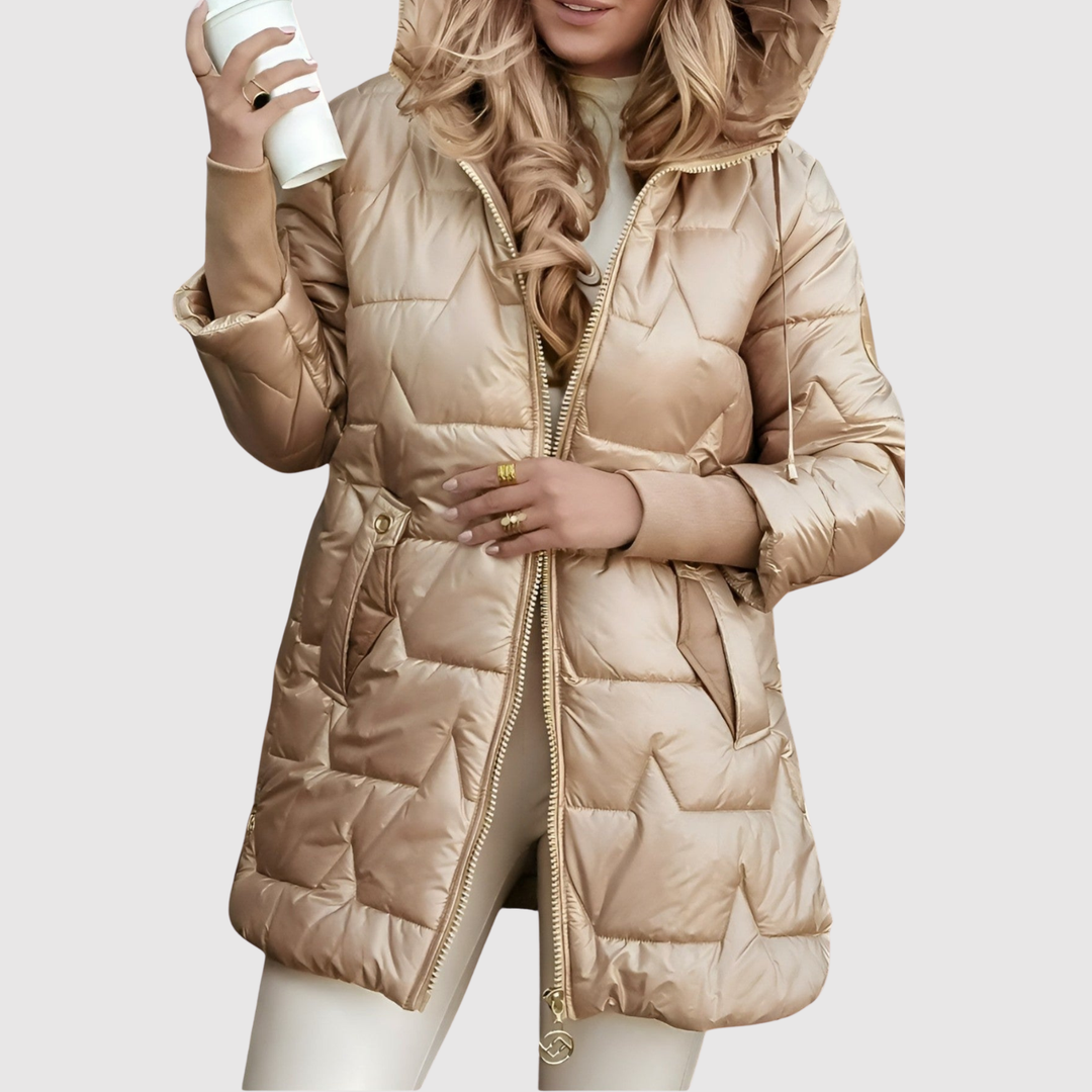 Елена – Дълго полустрето яке с космена яка