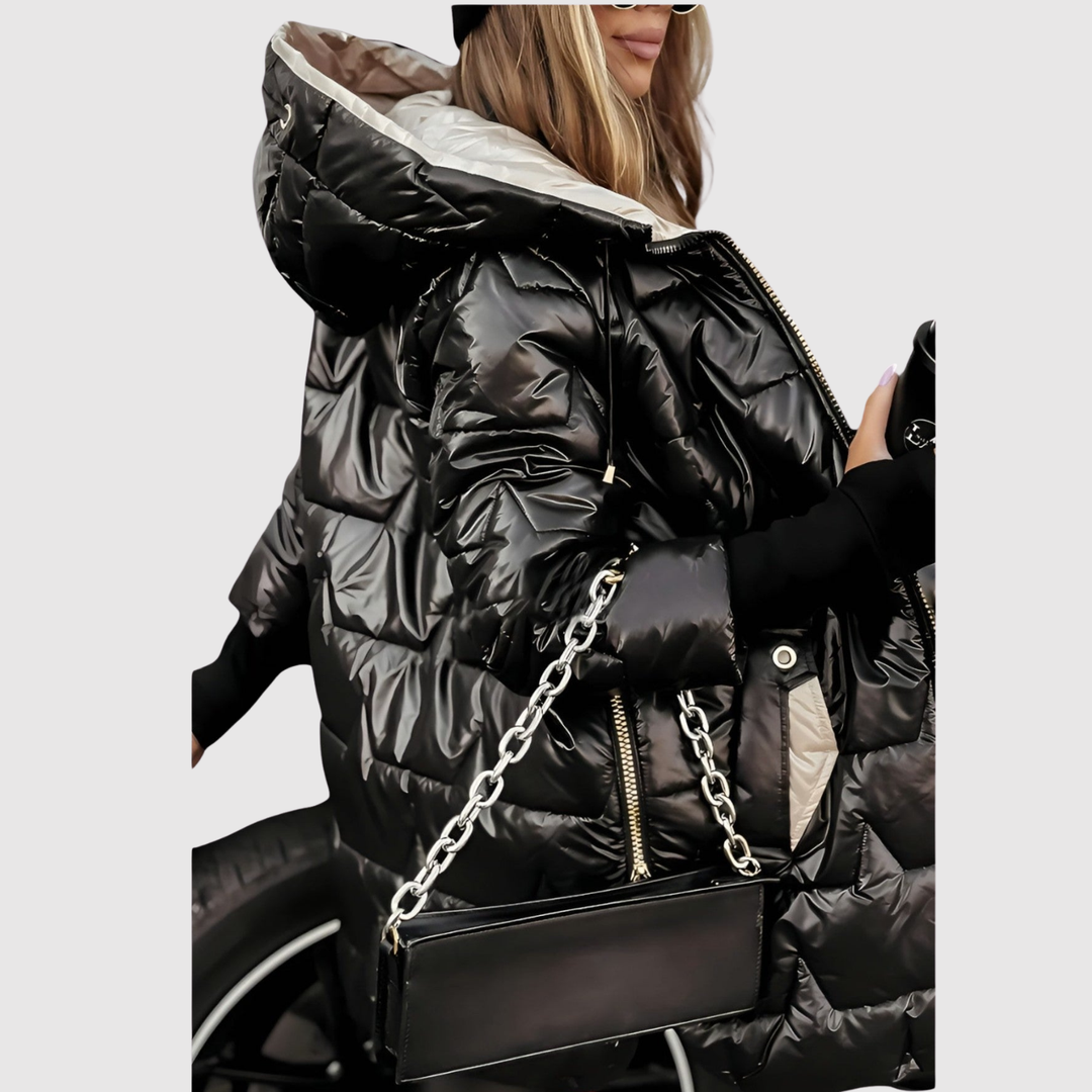 Елена – Дълго полустрето яке с космена яка