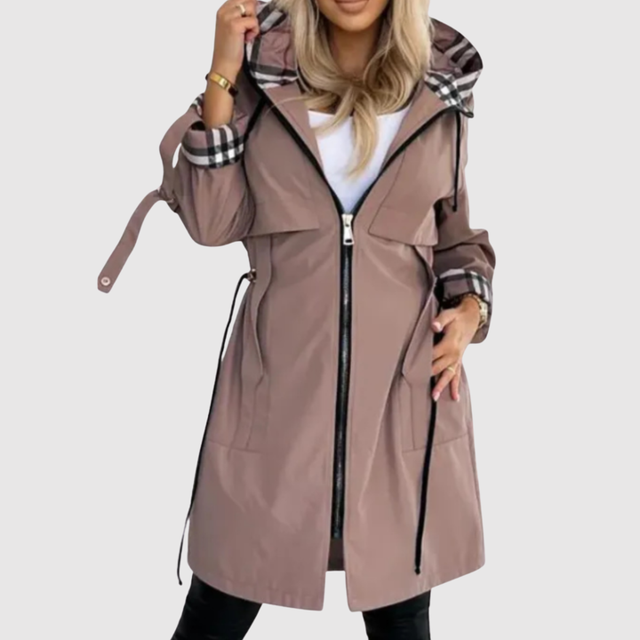 Елена – Дълго палто с качулка и колан