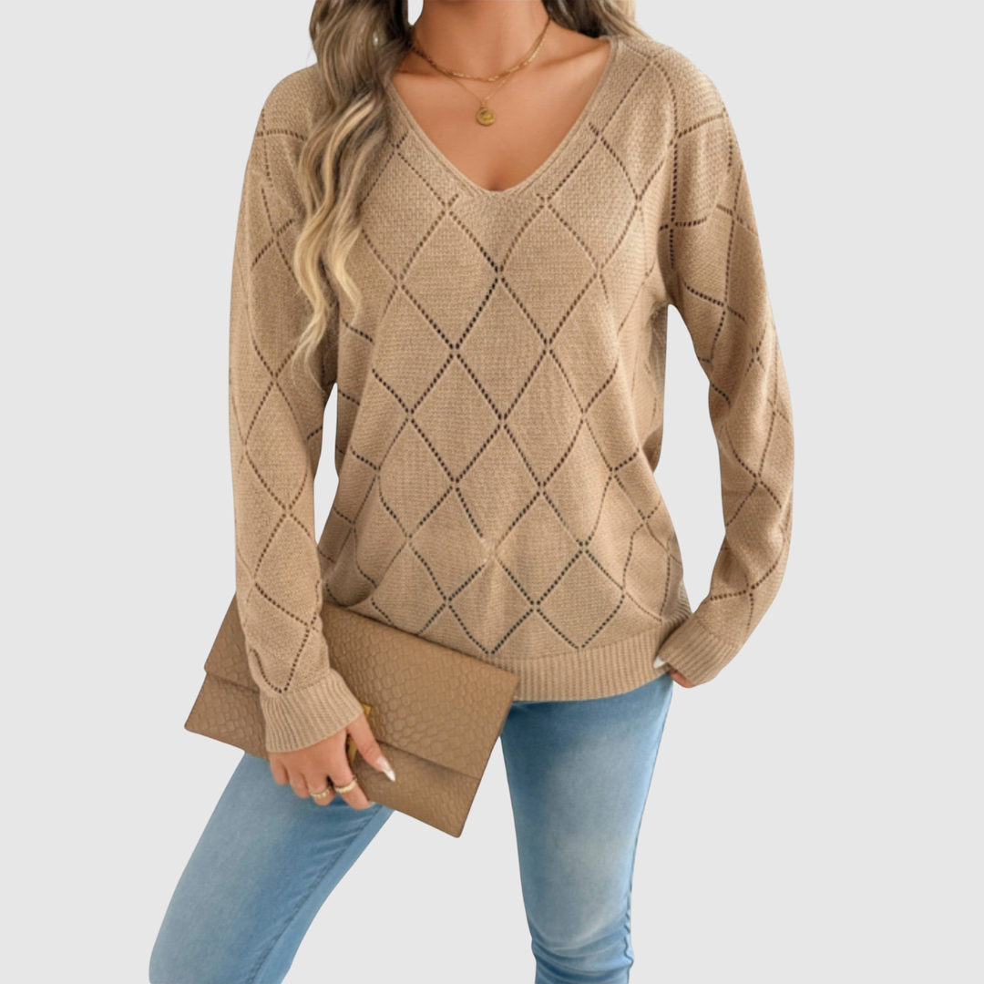 Клара – Пуловер с елегантно V-образно деколте