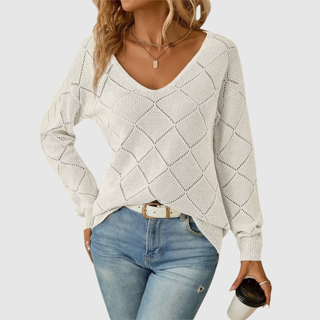 Клара – Пуловер с елегантно V-образно деколте