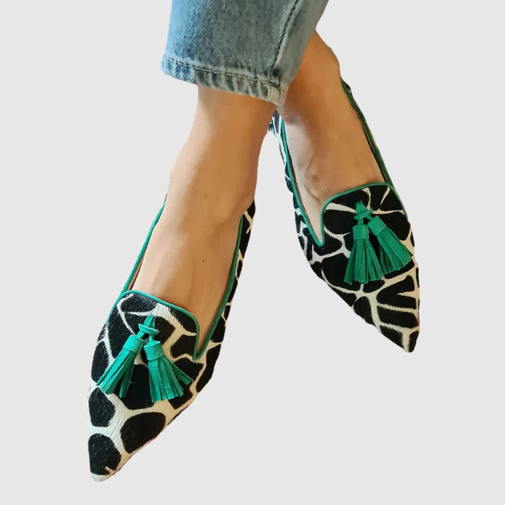 Йоана – Остри сандали с контрастен десен