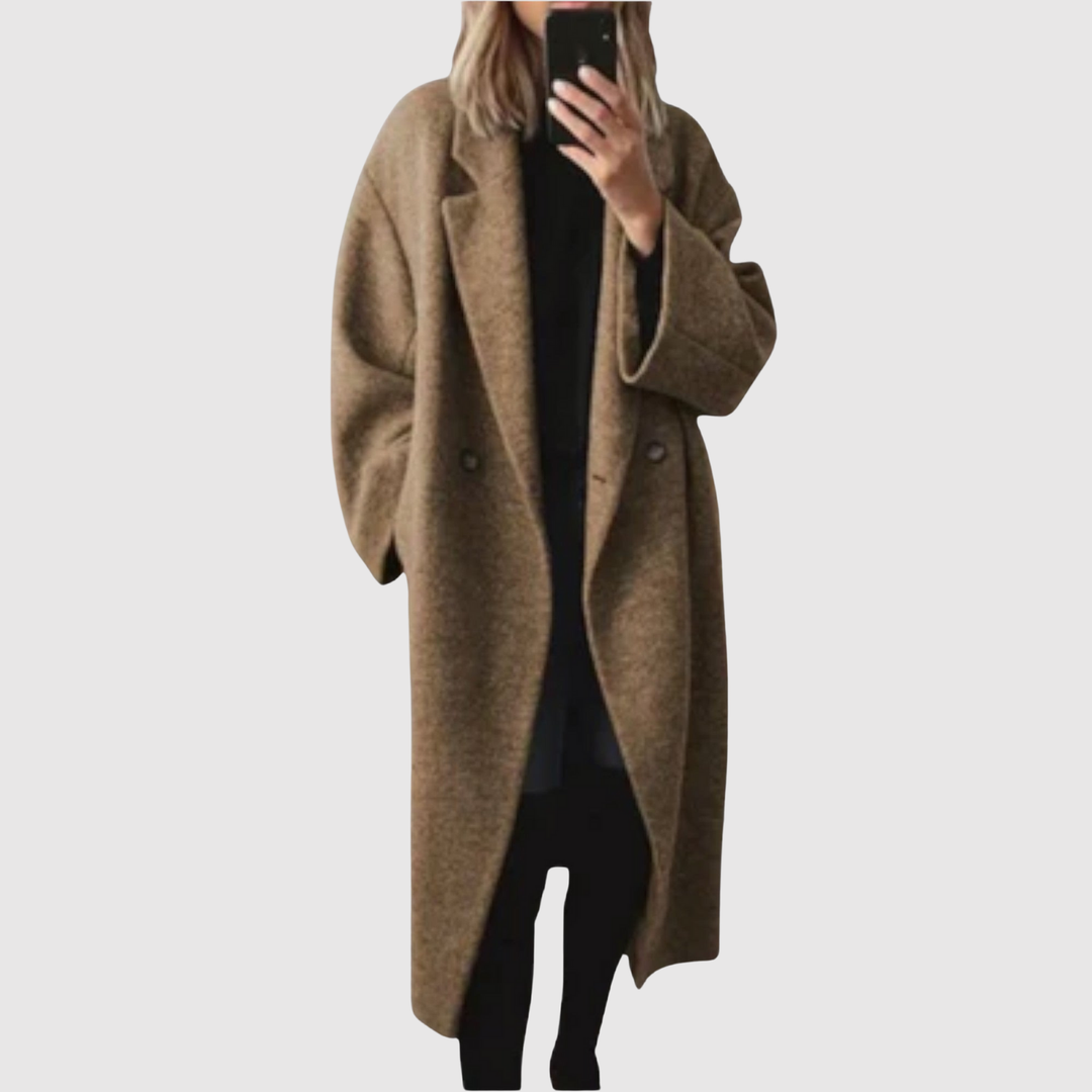 Елена – Зимен палто в релаксиран вълнен вид