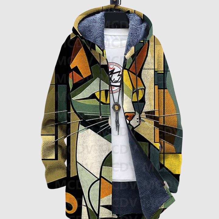 Алекс – Худи с котешки мотив и златисти нюанси