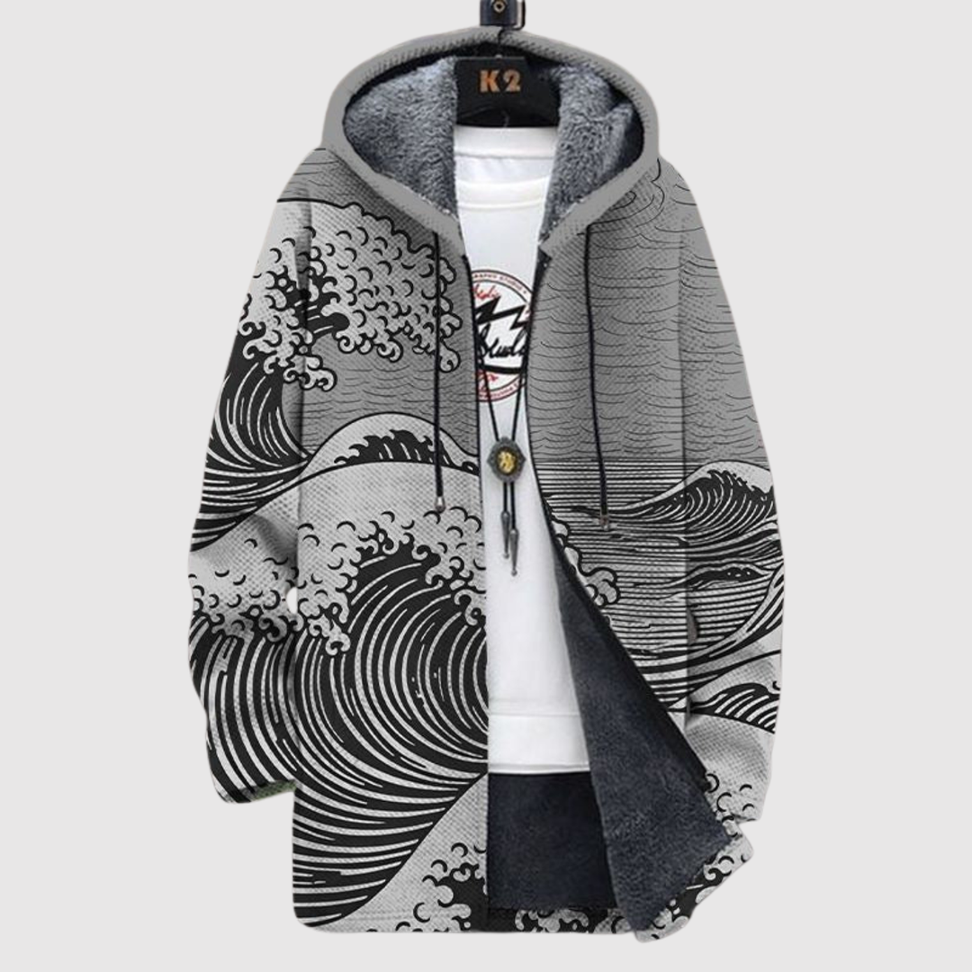 Алекс – Худи с вълнообразен мотив в японски стил