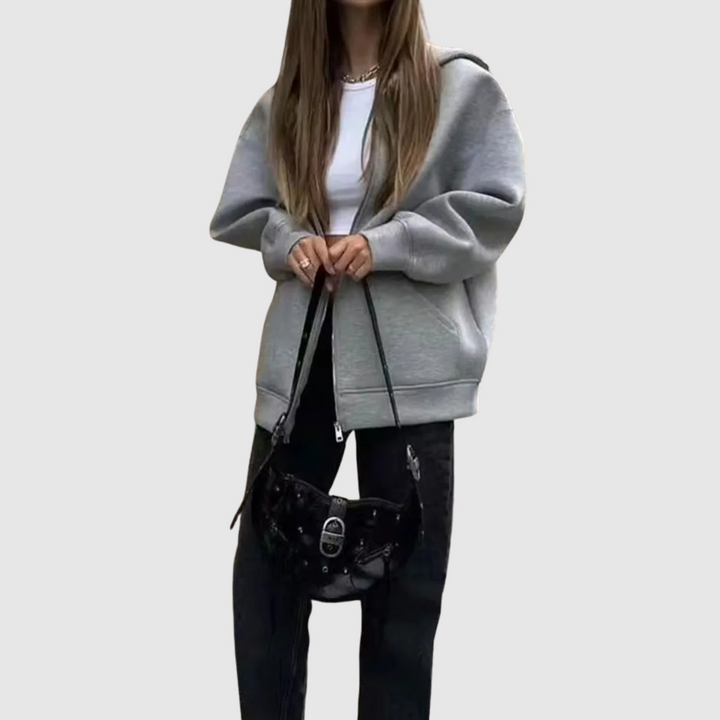 Мила – Зимно яке с качулка от флийс