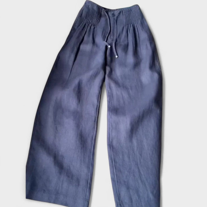 Miglė - Plati kāju bikses no kokvilnas un lina maisījuma