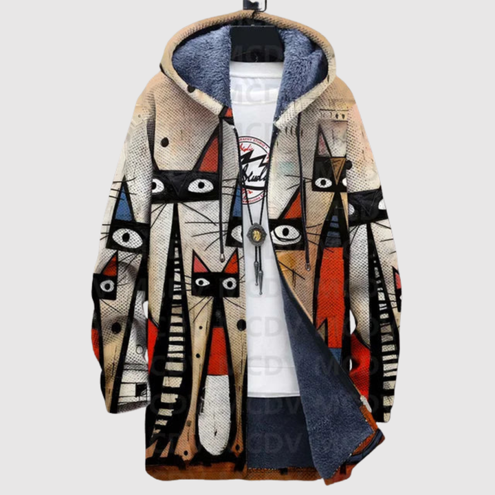 Алекс – Суитшърт с артистичен котешки мотив