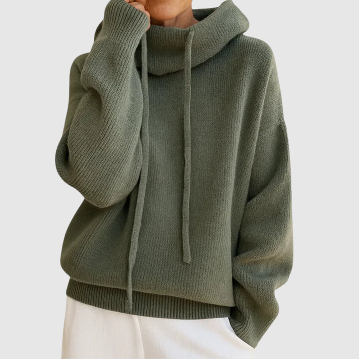 Клара - Топла плетена блуза с качулка