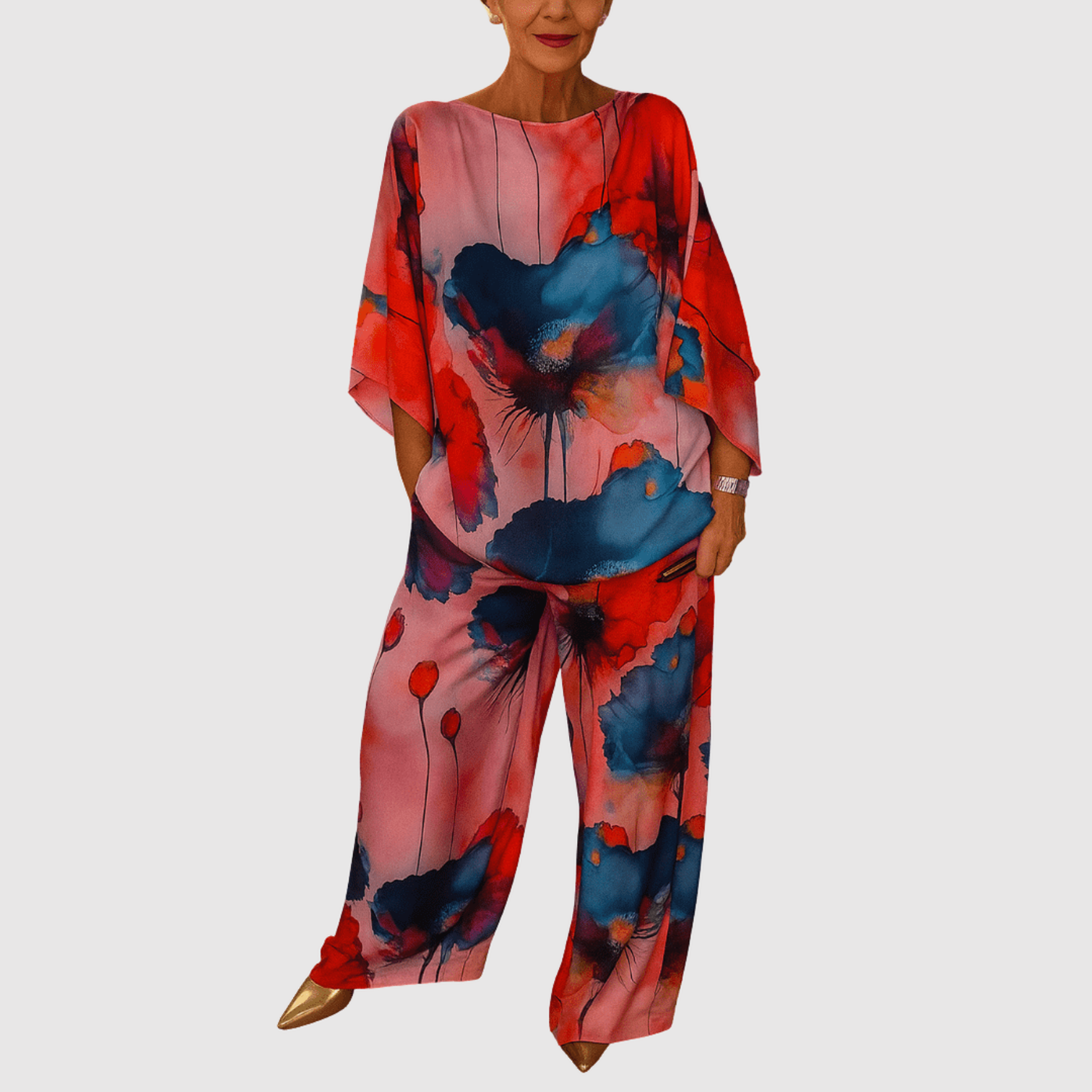 Виктория – Комплект с акварелни принтове от сатен