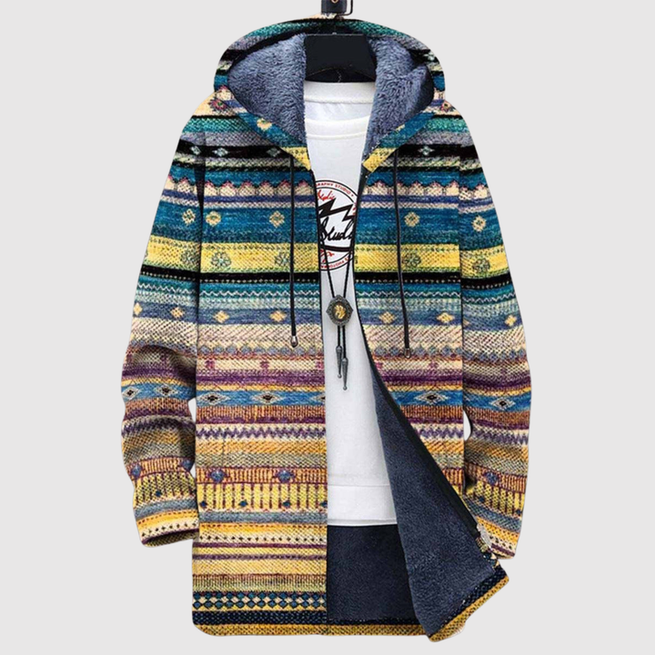 Алекс – Худи с етнически мотиви в топли цветове