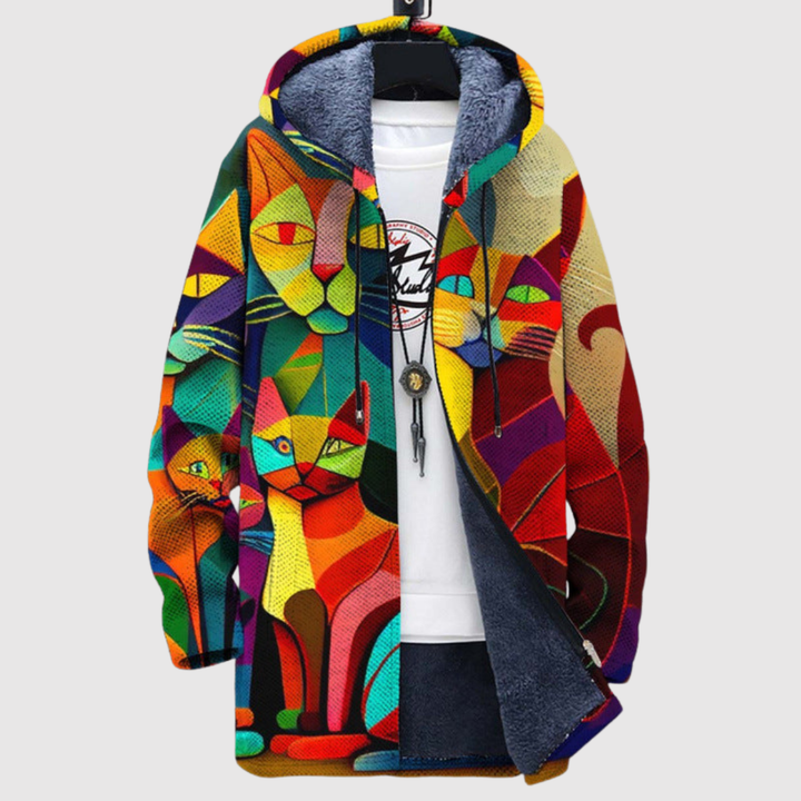 Алекс – Худи с цветни котки и артистичен мотив