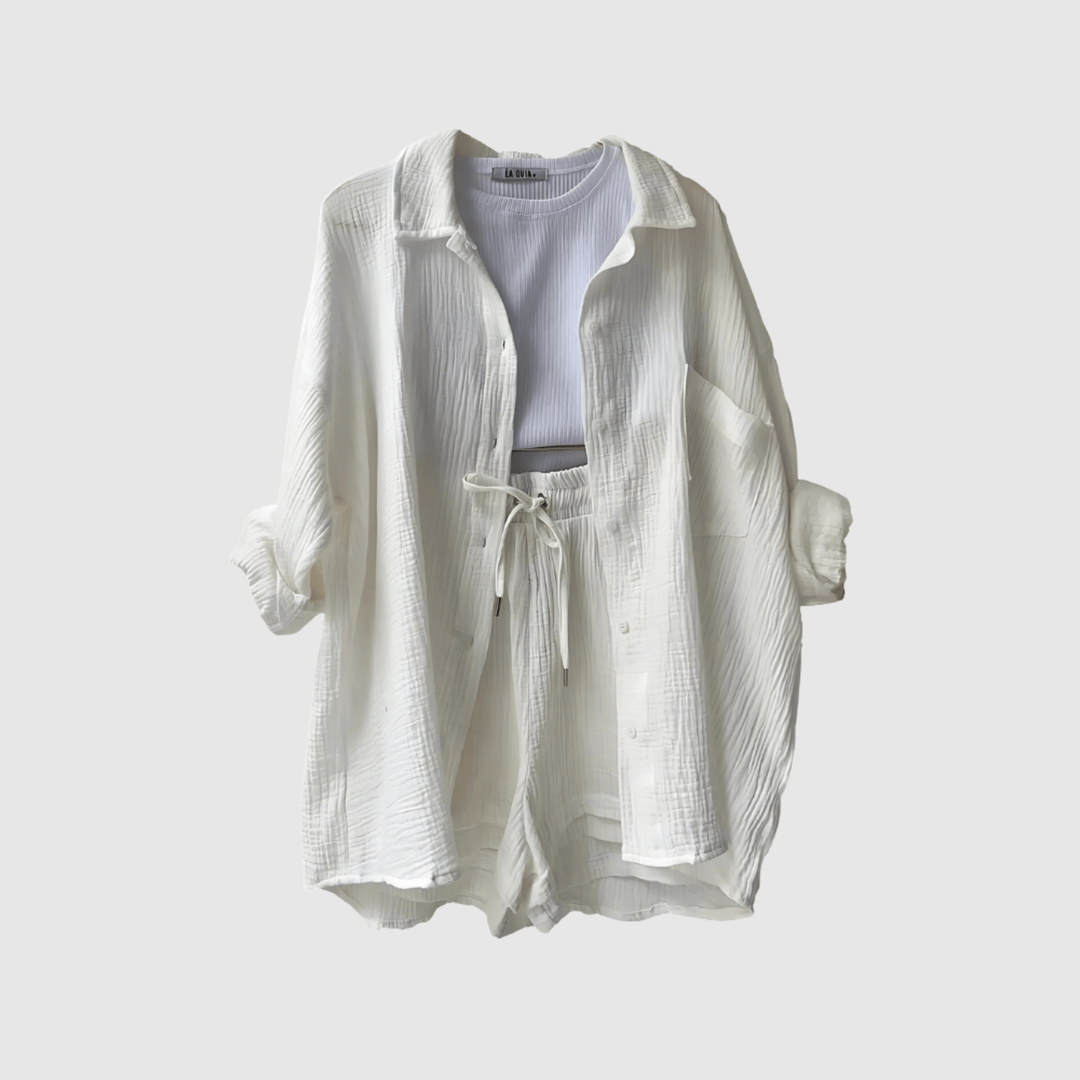 Виктория – Летен и стилен комплект с риза и шорти