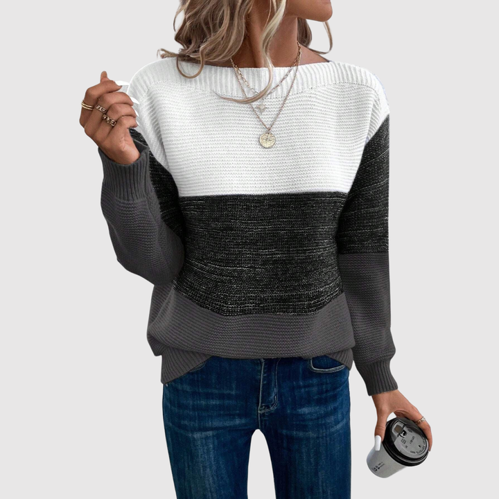 Клара – Пуловер с цветни блокове