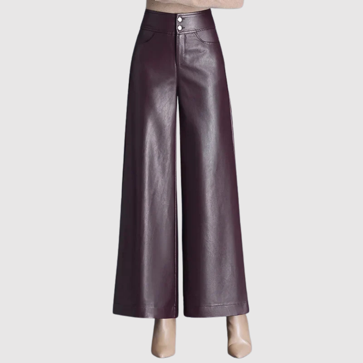 Ралица – Панталони с кожен вид и широк кройка