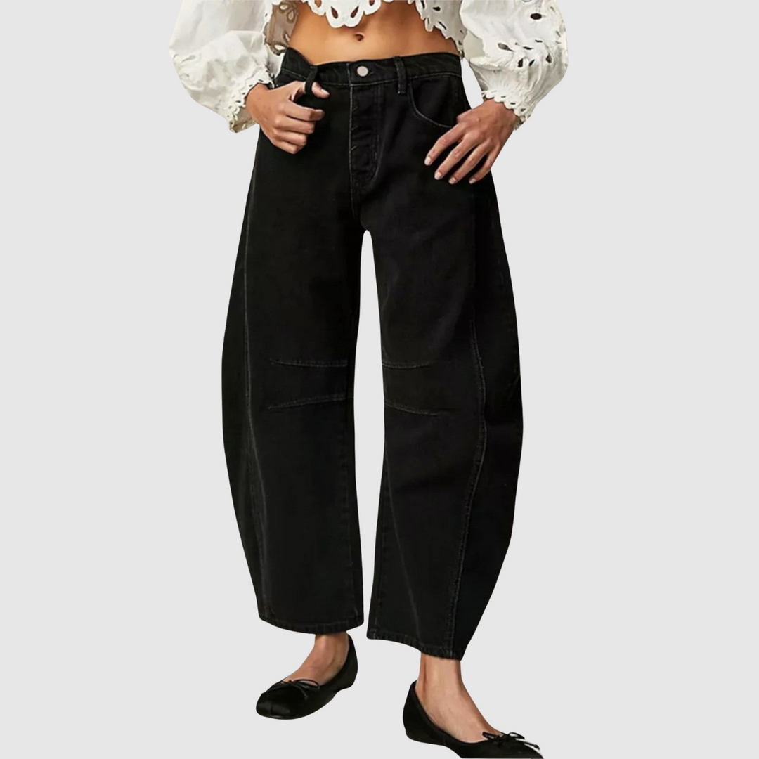 Полина – Дънки с широк крачол и градски стил