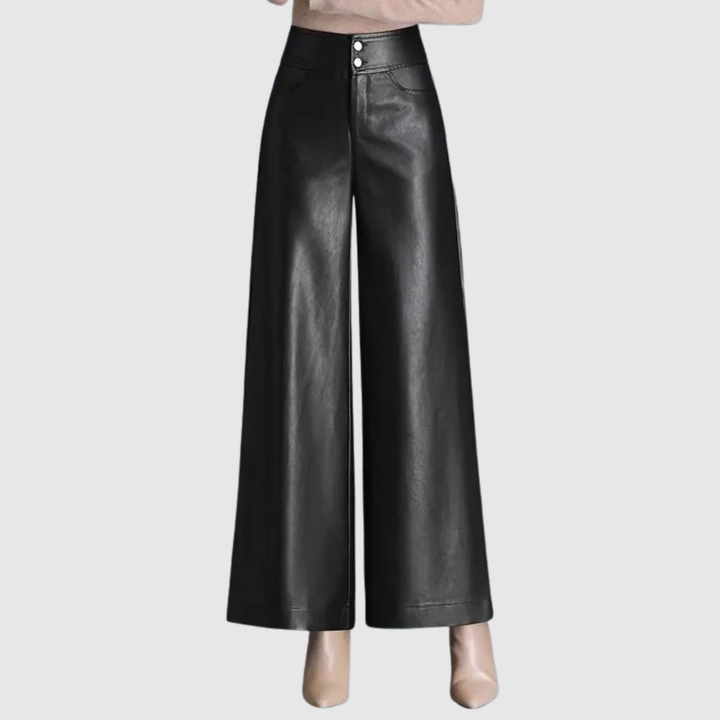 Ралица – Панталони с кожен вид и широк кройка