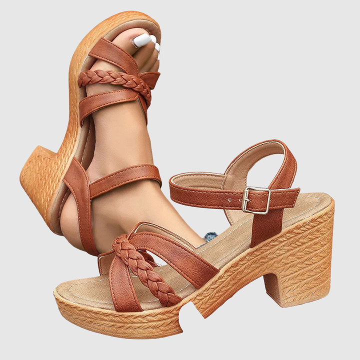 Теодора - Платформени сандали с плетена лента