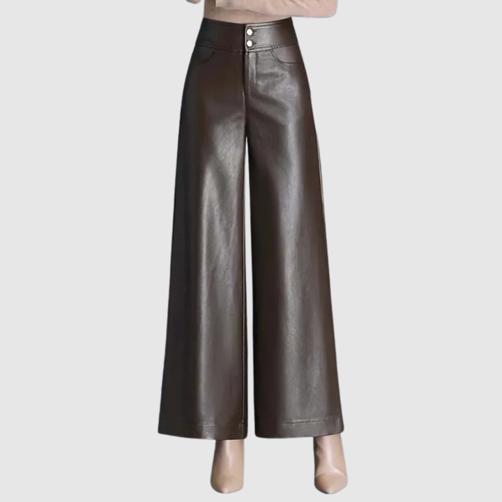 Ралица – Панталони с кожен вид и широк кройка