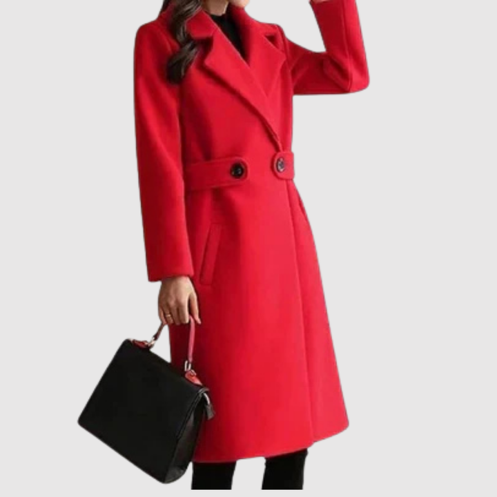 Елена – Класическо дълго палто с вид на вълна