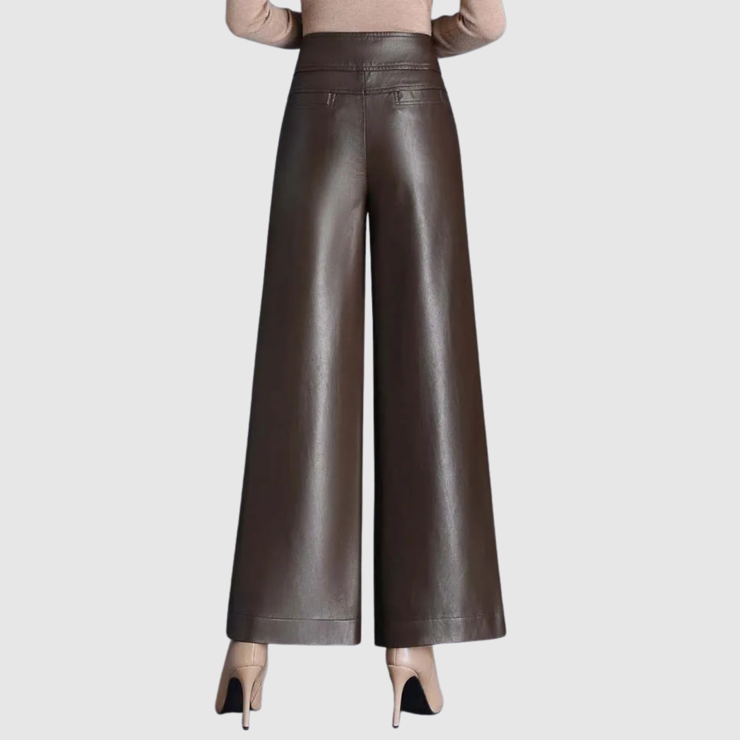 Ралица – Панталони с кожен вид и широк кройка