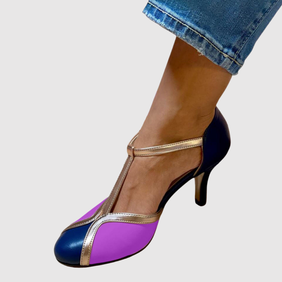 Теодора - Ретро обувки с T-ремък и женствени детайли