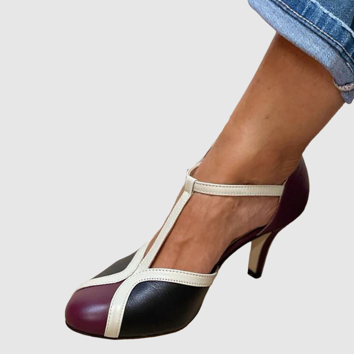 Теодора - Ретро обувки с T-ремък и женствени детайли